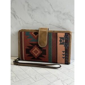 Justin Boho Western Wristlet Clutch Multi Textile